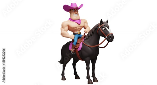 Wallpaper Mural Cartoon cowboy riding horse illustration Torontodigital.ca