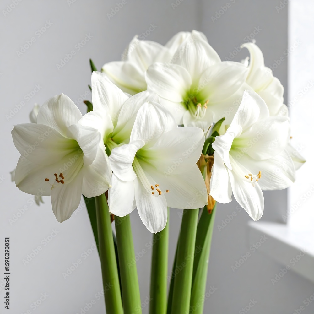 Naklejka premium Beautiful white amaryllis bouquet