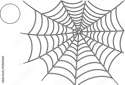 Intricate spiderweb structure with circular element