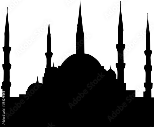 blue mosque in istanbul silhouette