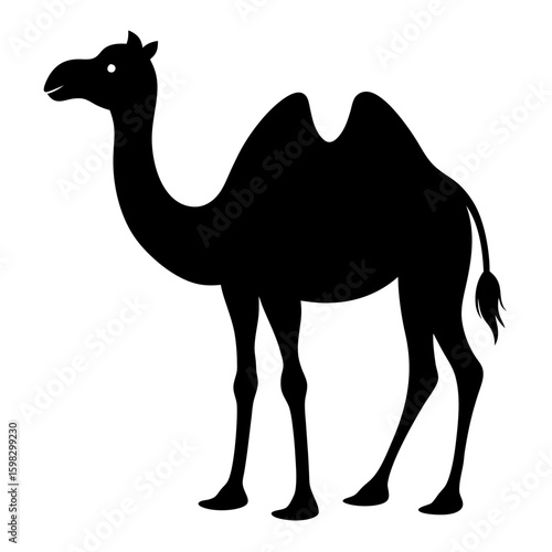 Black silhouette of a camel with a single hump
