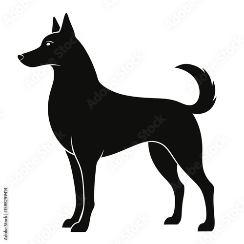 Black dog silhouette on a clean white background
