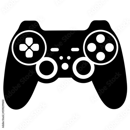 Classic game controller silhouette in white