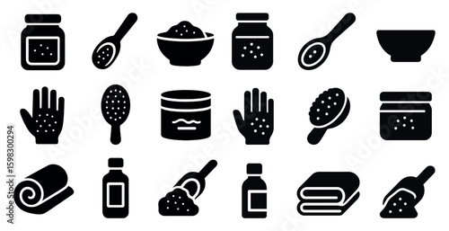 Beauty and skincare icons set – solid, filled, grooming and wellness symbols