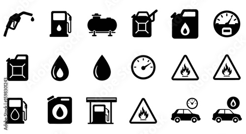 fuel , tank, black, vector ,icon set