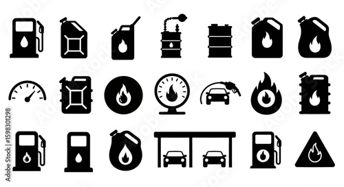 fuel , tank, black, vector ,icon set