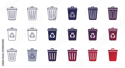 Bin icon set, vector
