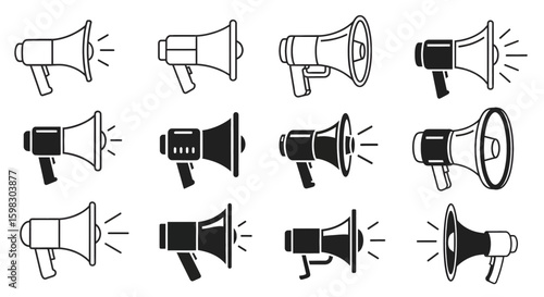 isolated, megaphones, sound, loud, speak