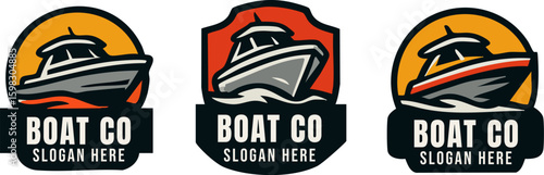 Modern Boat Company Logo Designs with Nautical Emblem.