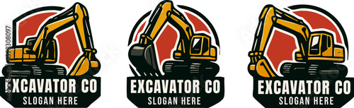 Excavator Company Logo with Yellow and Black Design.