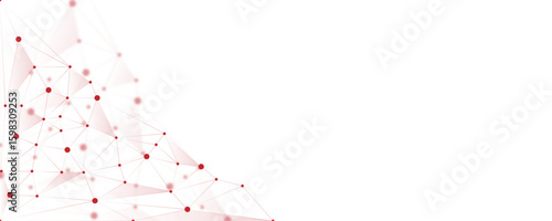 Red white abstract polygon connection mesh digital technology futuristic communication high tech concept dots lines connect network background.