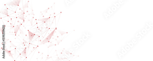 Red white abstract polygon connection mesh digital technology futuristic communication high tech concept dots lines connect network background.