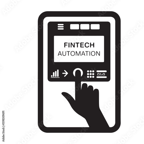 Fintech automation concept showing a hand interacting with a digital screen for financial technology services