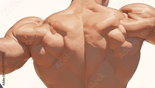 Muscular Male Back View