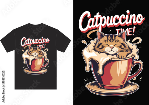 Catpuccino Time! – Cute Cat Coffee Combo Tee