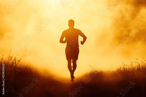 Wallpaper Mural Silhouette of Athletic Man Running at Sunset Torontodigital.ca