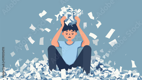 Modern Concept Illustration of Overwhelmed Business Person in Simple Flat Design