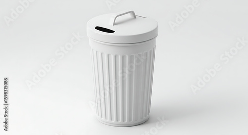 Wallpaper Mural White plastic trash can with lid and handle for home or office Torontodigital.ca