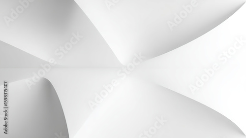 Ultra-minimalist white abstract surface with concave shapes, glowing softly in a futuristic design.
