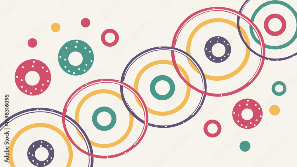Fototapeta premium Colorful abstract circles pattern creates a lively and playful vibe, perfect for modern design projects.