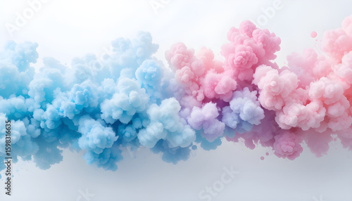 Dreamy Abstract Colorful Clouds Digital Artwork with Pastel Blue and Pink – Minimalist Ethereal Design