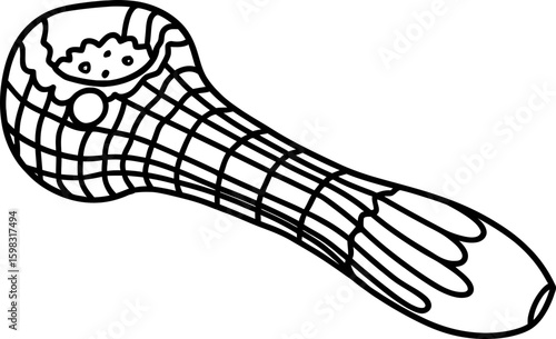 Vector Illustrated Glass Cannabis Pipe Line Icon