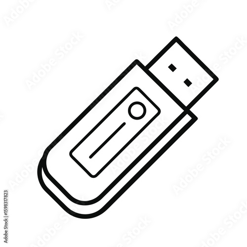 USB flash drive icon – outline data storage device vector

