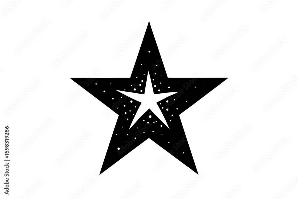Fototapeta premium Vector art of silhouette of black star on black background