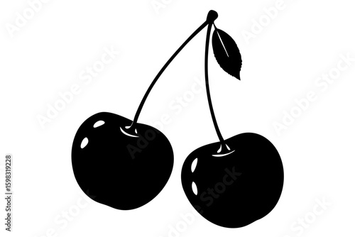 Wallpaper Mural Vector art of silhouette of cherry with leaf Torontodigital.ca