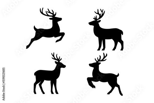 deer silhouette Christmas reindeer,