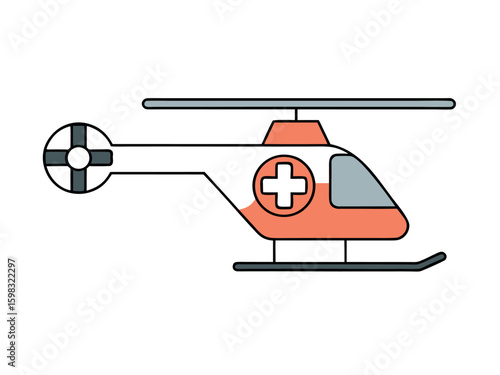 Air Ambulance Helicopter with Medical Symbol Vector Illustration for Emergency Services