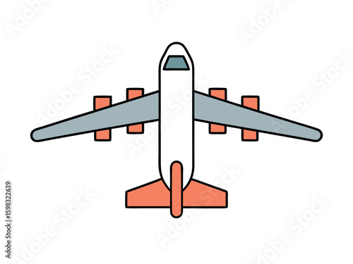 Air Cargo Plane Line Art Freight Aircraft Vector Design for Logistics and Transport