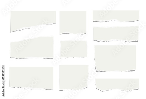 Set of torn pieces of paper isolated on a white background. Paper collage. 