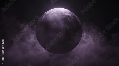 Wallpaper Mural Ethereal Moon Surrounded by Mystical Purple Clouds at Night Torontodigital.ca