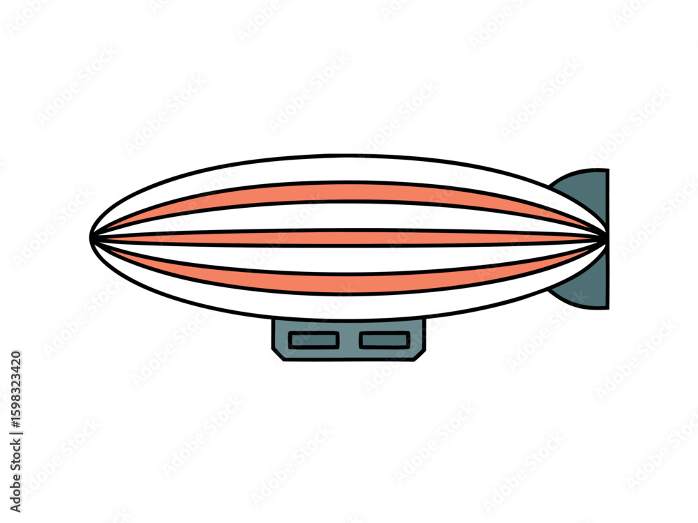 Fototapeta premium Airship Icon Vintage Floating Airship Side View Illustration for Transportation or Design