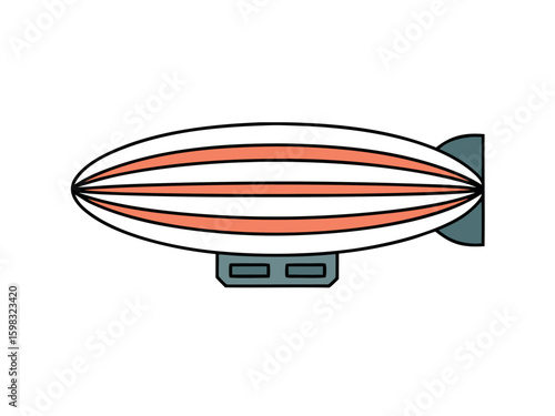 Airship Icon Vintage Floating Airship Side View Illustration for Transportation or Design