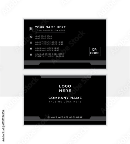 Corporate business card template. landscape orientation.  Modern shape with abstract color. Luxury background. visiting card. Vector illustration print template.
                    