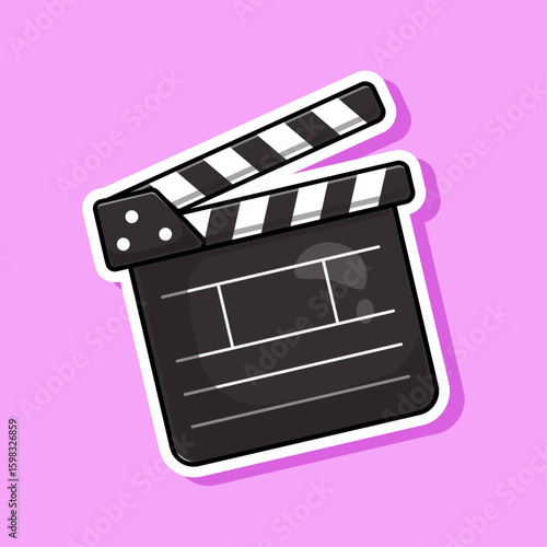 Kawaii clapper board illustration cartoon vector icon, mascot, symbol suitable used for element or collection in web digital, apps and others 