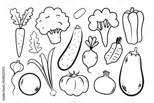Vegetable medley illustration: An artful illustration showcases a vibrant assortment of garden-fresh vegetables.