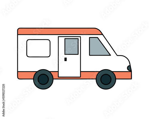 Minimalist Delivery Van Outline Vector Illustration with Simple Lines and Design