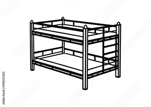 Silhouette of bunk bed isolated on a white background