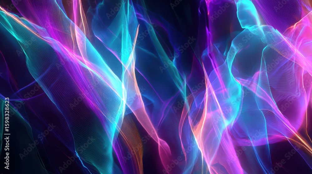 Obraz premium Vibrant abstract light waves in vivid colors, creating an energetic and dynamic visual experience.
