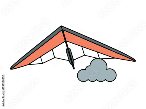 Minimalist Hang Glider Design Simple Silhouette in Flight Vector Illustration
