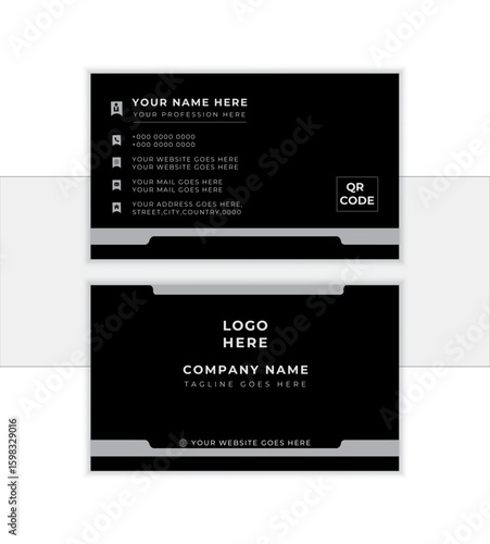 Corporate business card template. landscape orientation.  Modern shape with abstract color. Luxury background. visiting card. Vector illustration print template.
                    