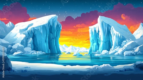 AnarcticIceberg Illustration Watercolour Drawing