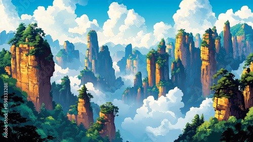 Mountains Nature Illustration Watercolour Drawing