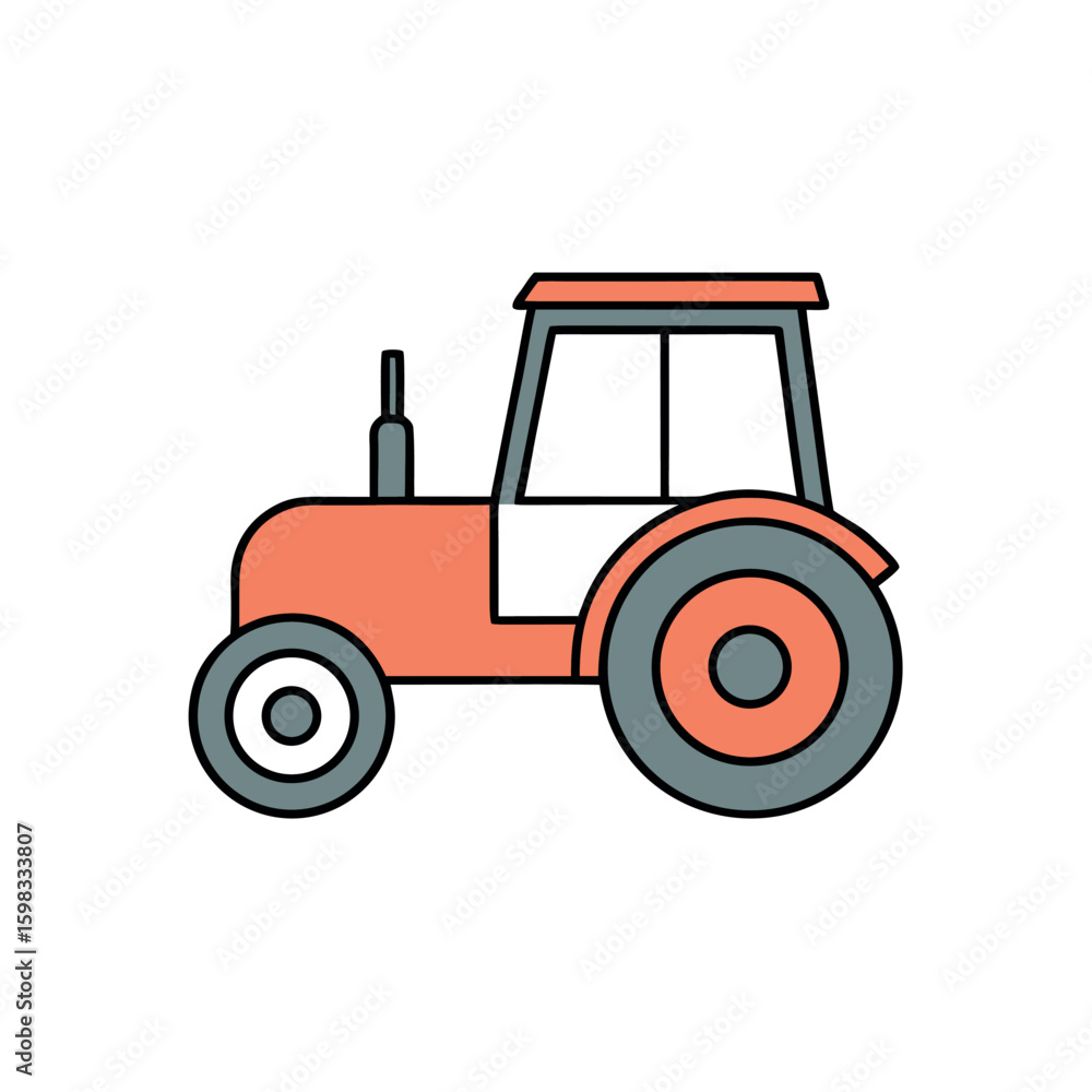 Simple Farm Tractor Line Icon Design for Agriculture and Farming Concepts Simple Farm Tractor Line Icon Design for Agriculture and Farming Concepts