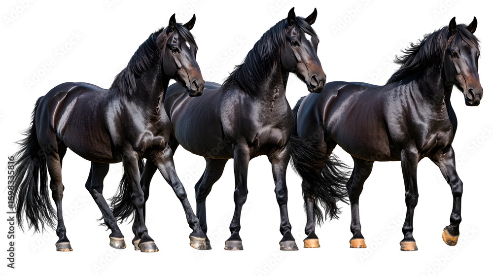 Obraz premium Black Horse Portrait Standing Animal Bundle Collection