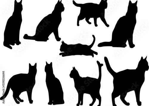 Set of cat silhouettes
