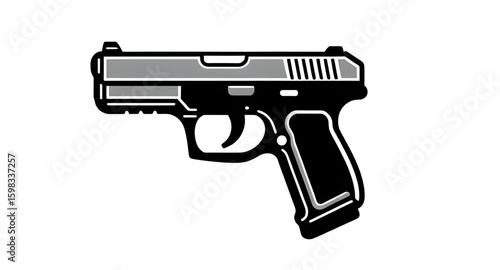handgun icon, weapon icon, rifle icon, shotgun icon, automatic gun icon, semi-automatic gun icon, silhouette gun icon, black gun icon, isolated gun vector, military gun icon, war weapon icon, shooting